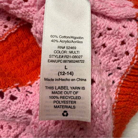 Scoop Crochet Knit Sweater Skirt Set Red Pink Stripe XL Coquette - Picture 9 of 14